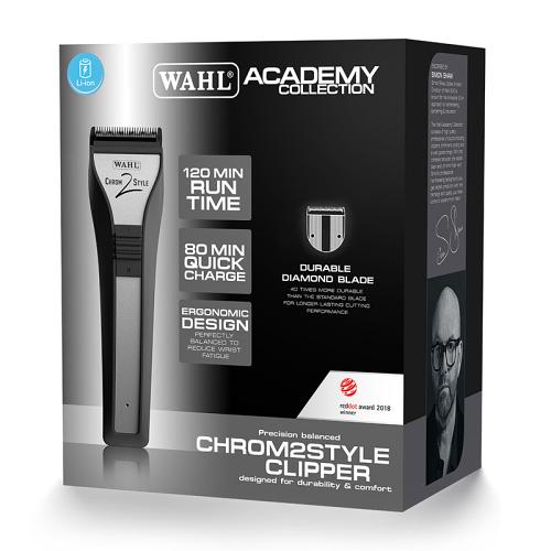 Packaging for the Wahl Chrom2Style hair clipper