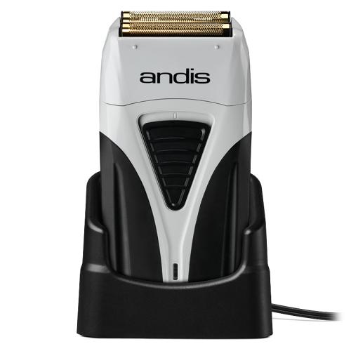Andis ProFoil Lithium Plus shaver on its charging stand