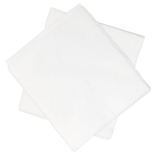 The embossed surface of Kumi's Embossed White Disposable Towels offers comfort and aids absorbency.