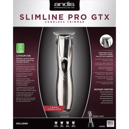 Packaging for the Andis Slimline Pro GTX Trimmer
