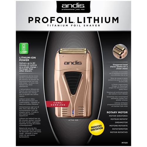 Packaging for the Andis Profoil Lithium Titanium Foil Shaver