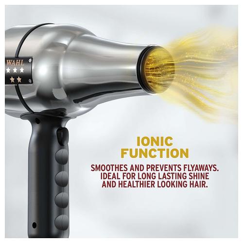 The Wahl Barber Dryer has an ionic function to reduce flyaways and promote shine.