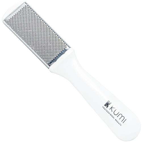 One side of the Kumi Foot Rasp & Brush is a professional pedicure rasp.