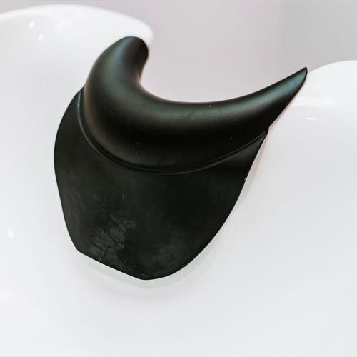The suction cup flap on the CoolBlades Silicone Rubber Neck Cushion keeps it securely in place in your backwash basin.