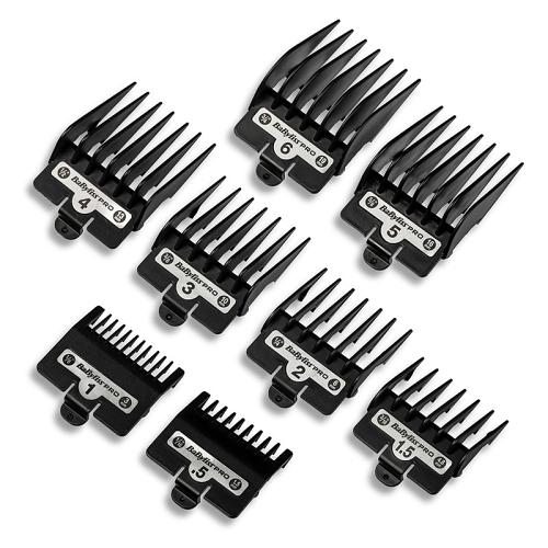 The BaByliss Pro Lo-Pro FX Clipper is supplied with 8 attachment combs.