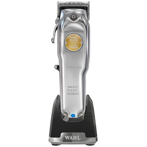 The Wahl Cordless Senior Metal Edition comes with its own charging stand.
