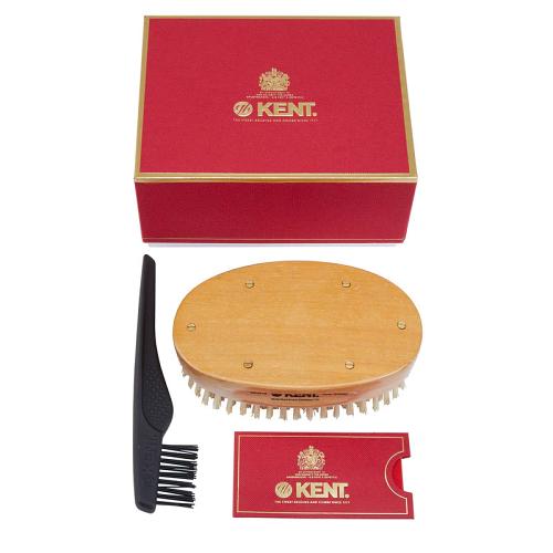 The Kent Handmade Satinwood Military-Style Brush comes in a luxury gift box with a hair brush cleaner.