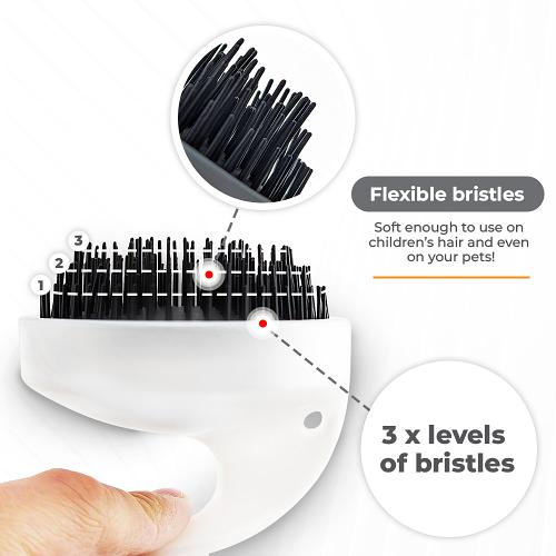 The Kobe Wike Massage Brush has three rows of bristles at different heights