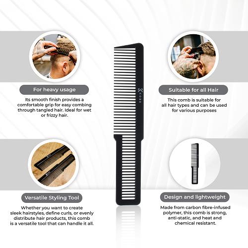 Kobe Carbon Flat Top Clipper Comb product Information