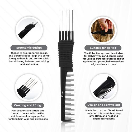 Kobe Carbon Metal Prong Comb Product information