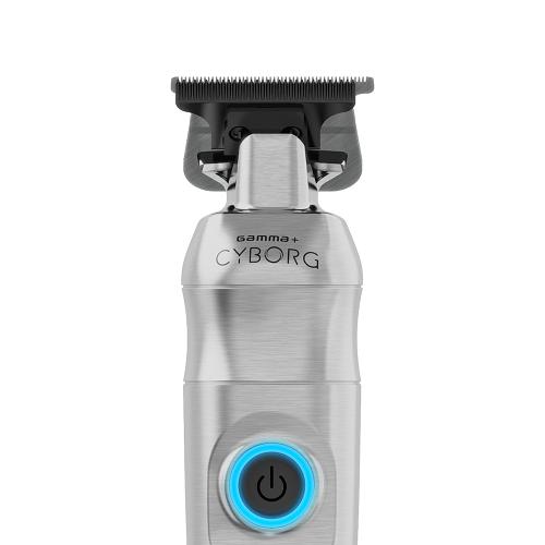 Gamma+ Cyborg Trimmer A-high-performance and precise grooming tool with a durable metal body and a recessed hand grip
