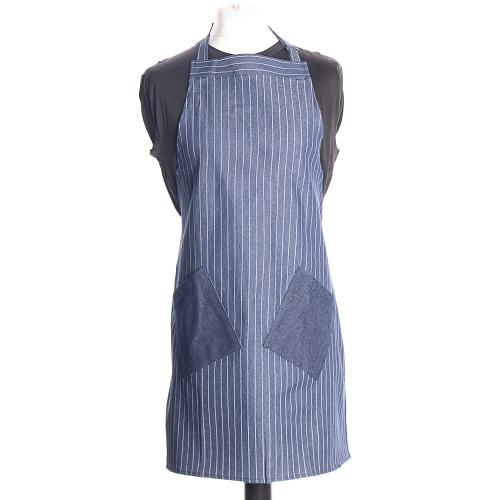 Kobe Denim Pinstripe Apron From The Front