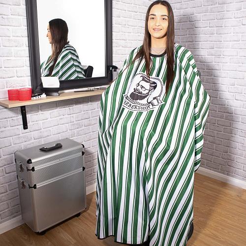 Kobe Green Stripe Barbershop Gown At The Salon