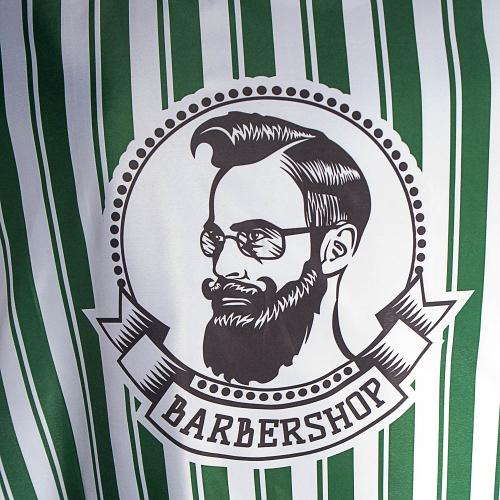Kobe Green Stripe Barbershop Gown Logo