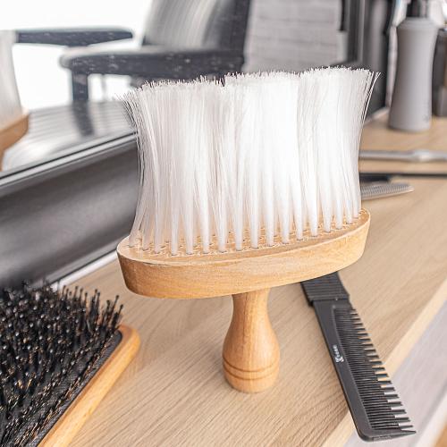 CoolBlades Wooden Neck Brush In The Salon