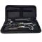 Kobe Slate scissor case open to show loops for scissors and combs.